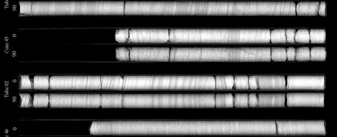 CT Scout Scan of Core Tubes