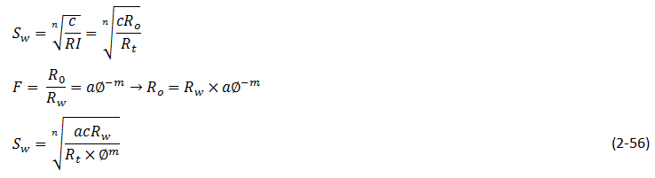 Resistivity Index Combination of Equations