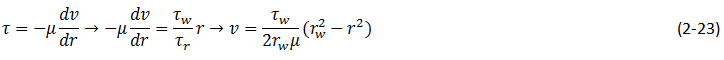 shear stress definition and Steady State Condition Equation of Permeability and then rearranged and integration on both sides